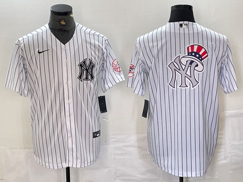 Men New York Yankees Blank White Stripe Second generation joint name Nike 2024 MLB Jersey style 13